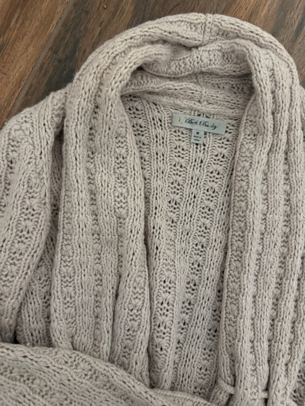 Beth Bowley Cream Cable Knit Open Cardigan with Tie Belt - Picture 3 of 6